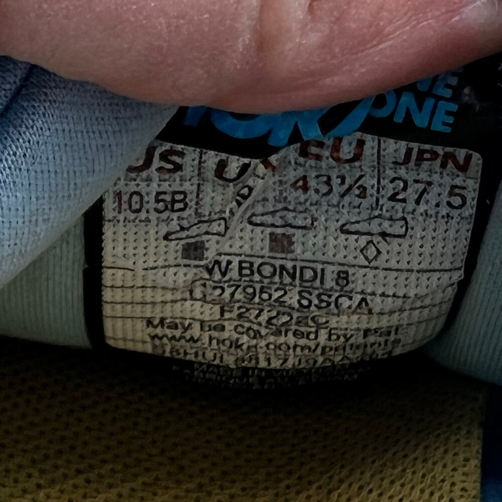 Hoka One One Bondi 8 Shoes Womens 10.5 B Blue Running Sneakers *flaw - Picture 8 of 10